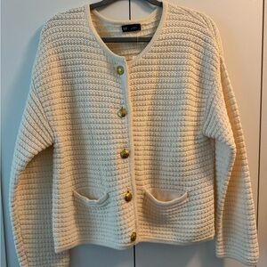 Gap Cream Button-Up Sweater with Gold Button Detail
